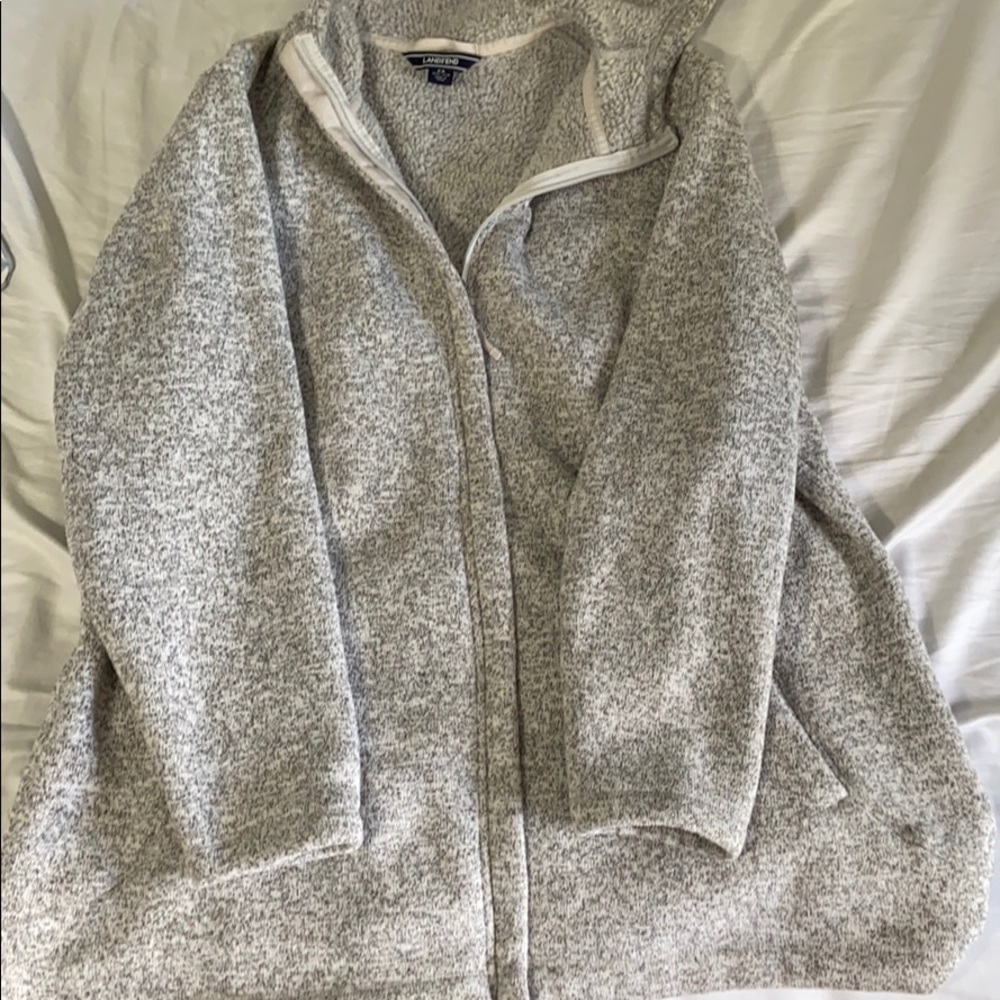 Lands End Women’s Fuzzy, full zip jacket with hood